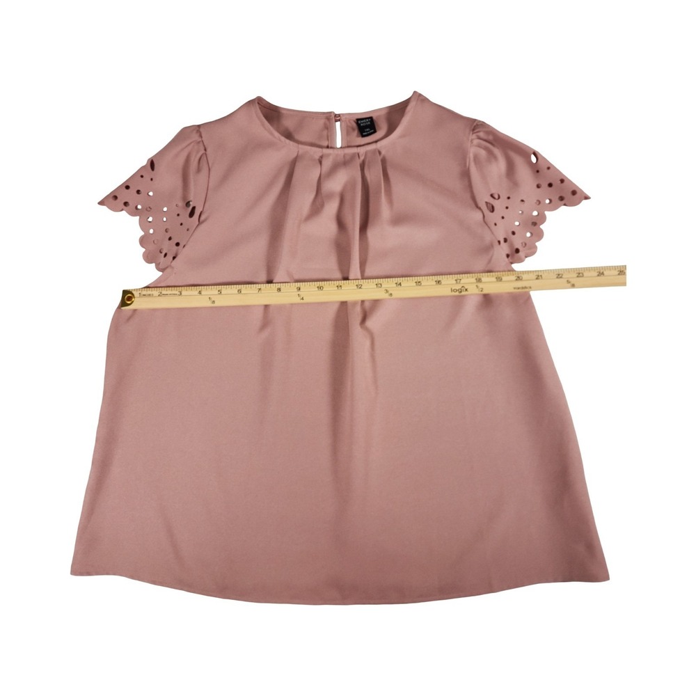 EMERY ROSE Mauve Pink Cutout Sleeve‎ Pleated Neckline Top Plus Size 1X - Picture 5 of 8